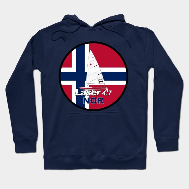 laser class sailboat on flag Norway Hoodie by Regatta Merch